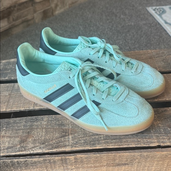 adidas Other - Adidas Gazelle Indoor Sneakers Clear Mint Black Stripes Gum Sole size 8 men’s